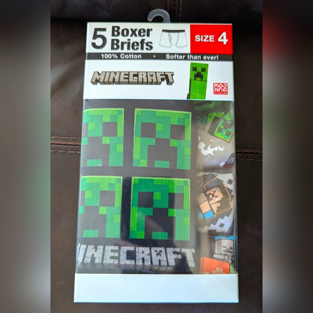 Minecraft 5 boxer briefs size 4 NEW in box